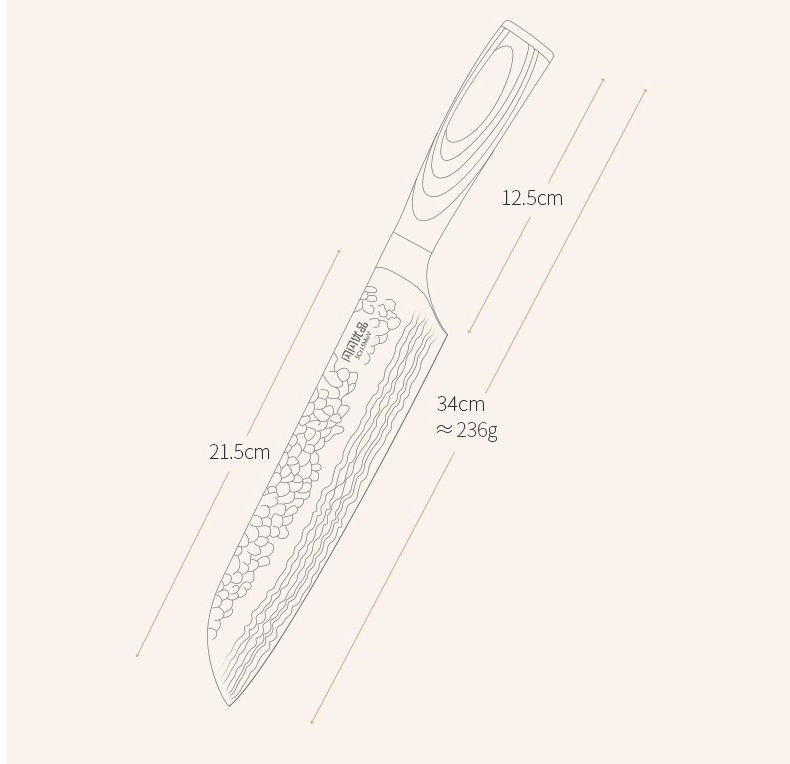 Dao Thái Thịt Inox - 34cm Lưỡi : 21.5cm, 236g