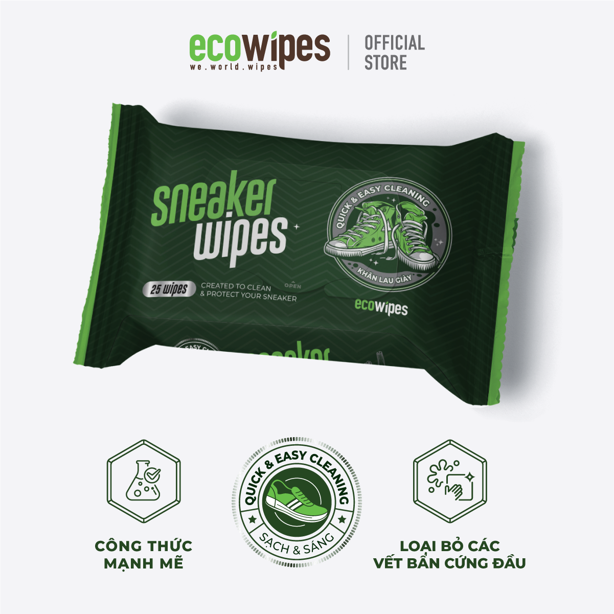 Khăn lau giày Ecowipes 25 tờ - 1 gói