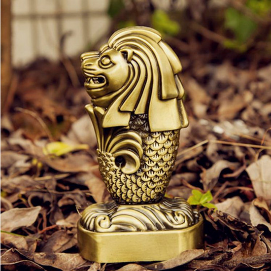 Mô hình sư tử biển Merlion cao 15.5 cm - Màu vàng rêu