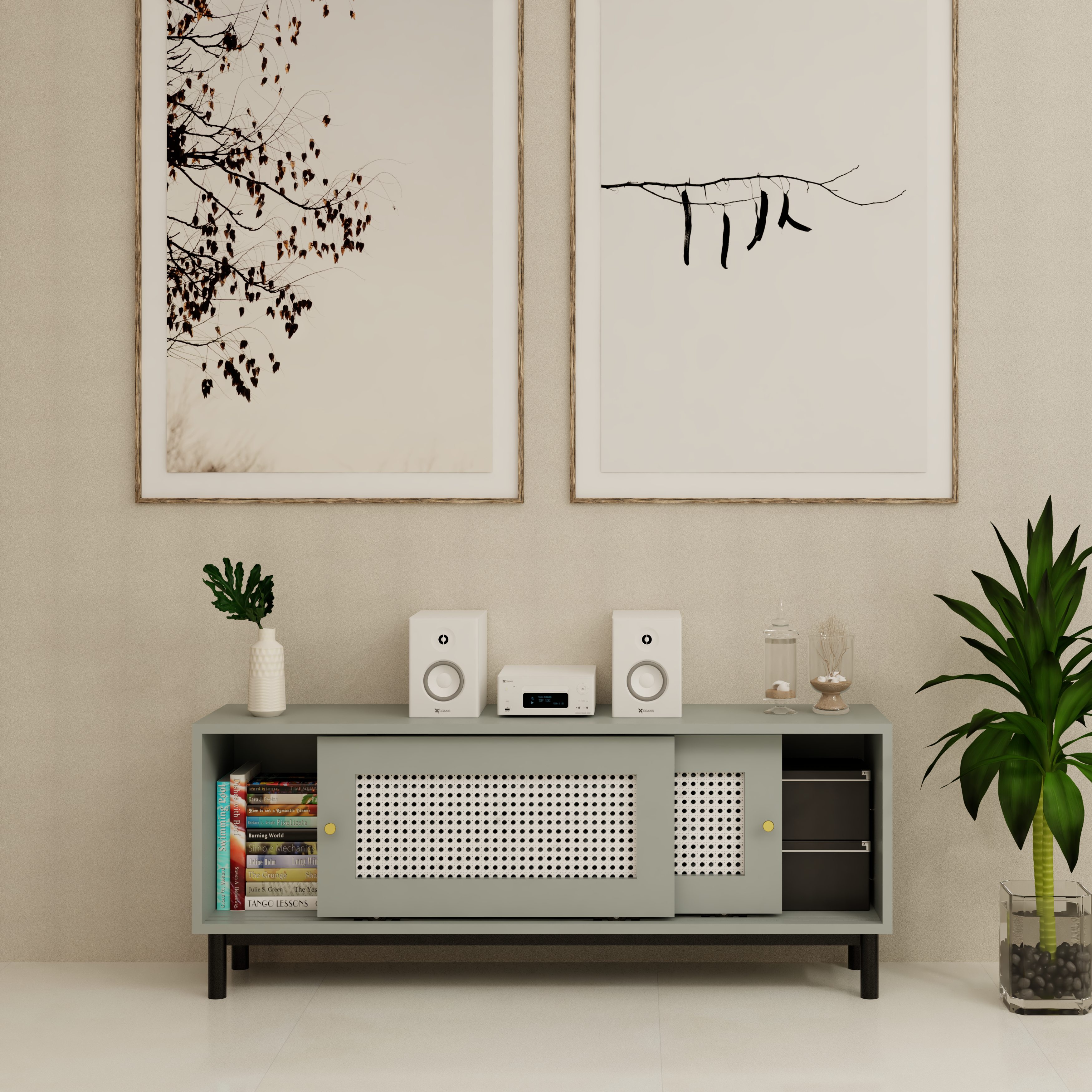 ROTAN, Tủ lưu trữ 2 cánh lùa - chân sắt , 120cm x 30cm x 48cm , TCL_031
