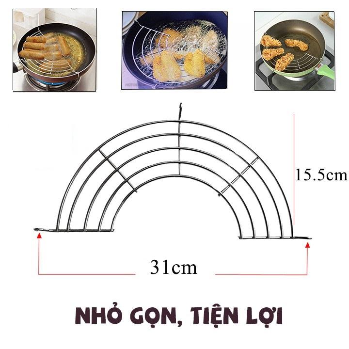 Vỉ gác chảo chiên rán dầu mỡ loại dày bằng inox cỡ 28-30cm