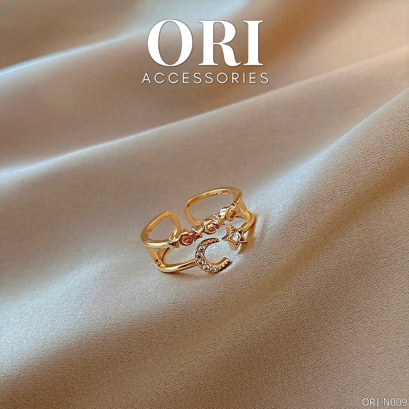Nhẫn nữ Freesize Mặt trăng đính đá Nerissa thời trang ORI ACCESSORIES N009