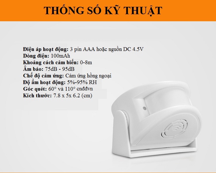 Báo khách báo trộm hồng ngoại thông minh V3(SIÊU NHẠY, CHUÔNG TO, RÕ RÀNG)-(Tặng kèm pin)