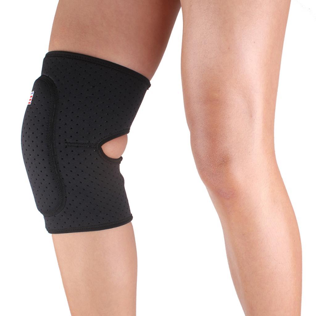 Black Knee Brace Compression Sleeve Patella Protector Pad Support Wrap