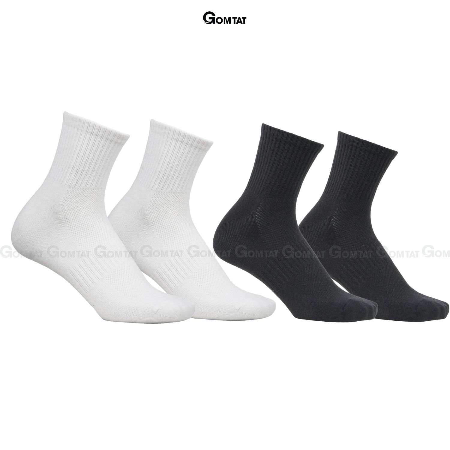 Combo 10 đôi tất vớ nam nữ cổ trung trơn màu GOMTAT chất liệu cotton cao cấp, thiết kế thoáng khí -GOM-KLB-TRONLUNG-CB10