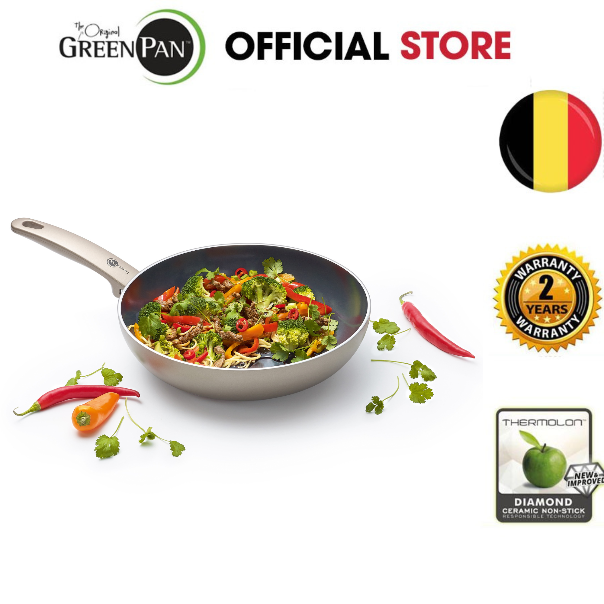 Chảo chống dính ceramic GreenPan Cam.Fbronze 28cm sâu - 651703 (không chất ung thư)