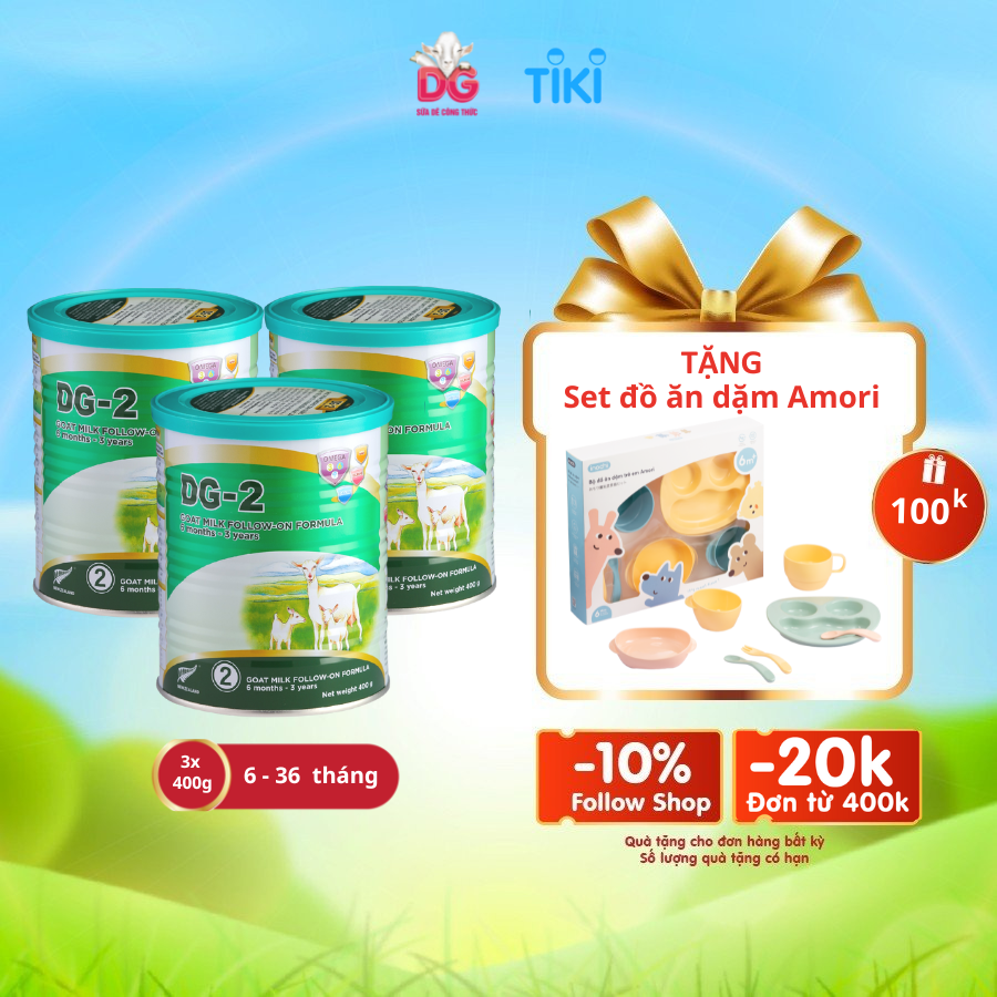 Combo 3 lon Sữa dê DG-2 400gr Tặng 1 hộp Viên sữa dê DKids