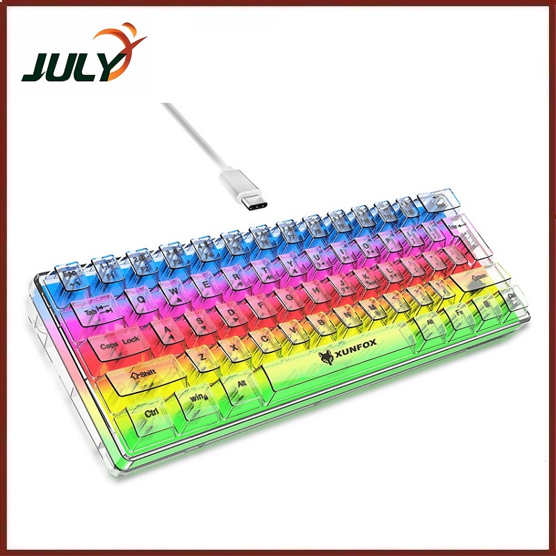 Bàn phím mini có dây XUNFOX K20 thiết kế trong suốt độc đáo với đèn led RGB cực đẹp - JL