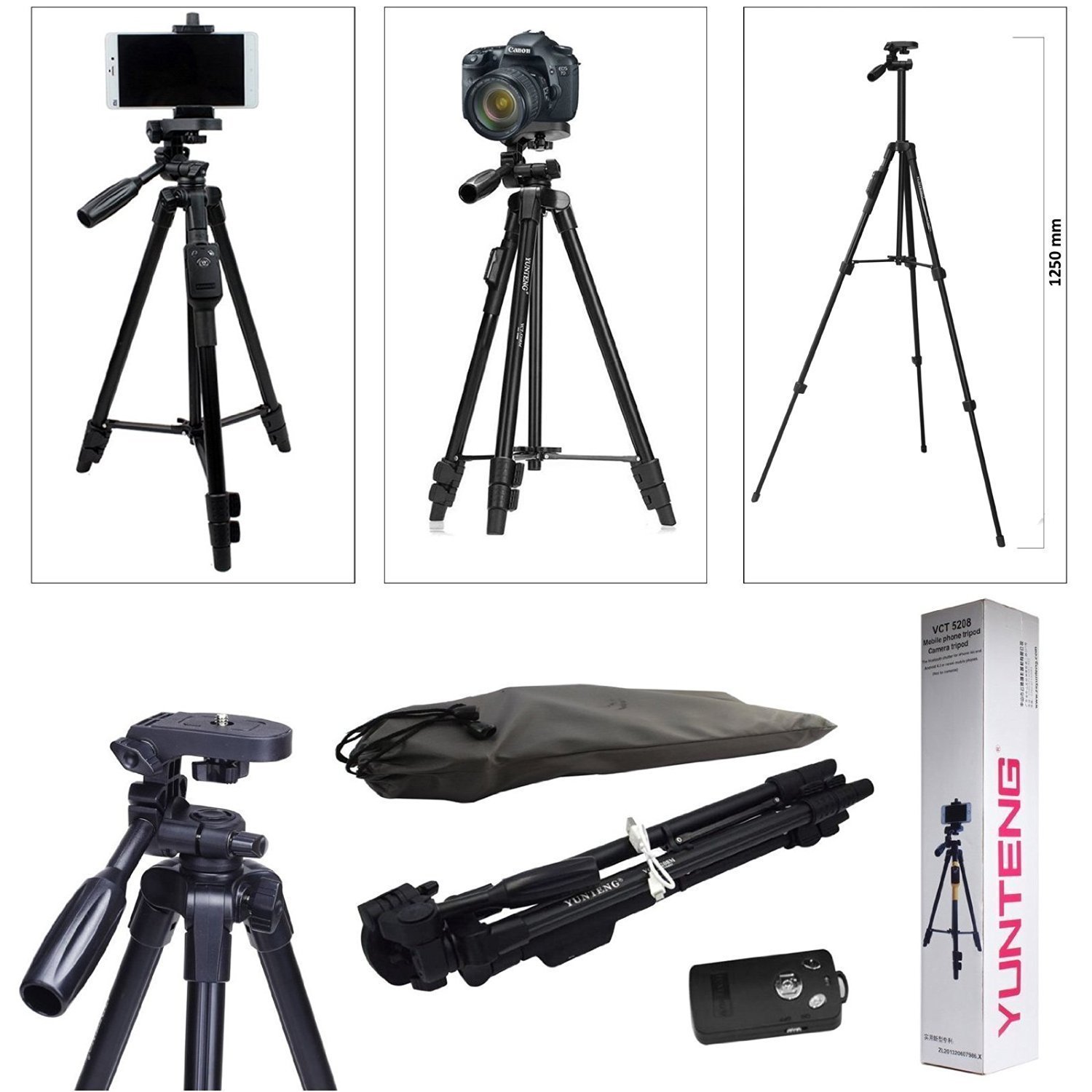 Chân Máy Ảnh Tripod Yunteng VCT-5208 - Hàng Nhập Khẩu