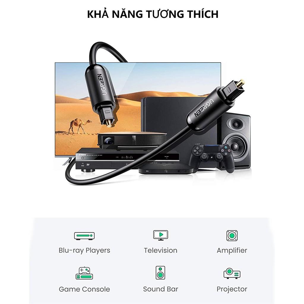 Cáp audio quang Toslink Optical hỗ trợ âm thanh 5.1/ 7.1 dài 1-3m UGREEN 70890- Hàng chính hãng