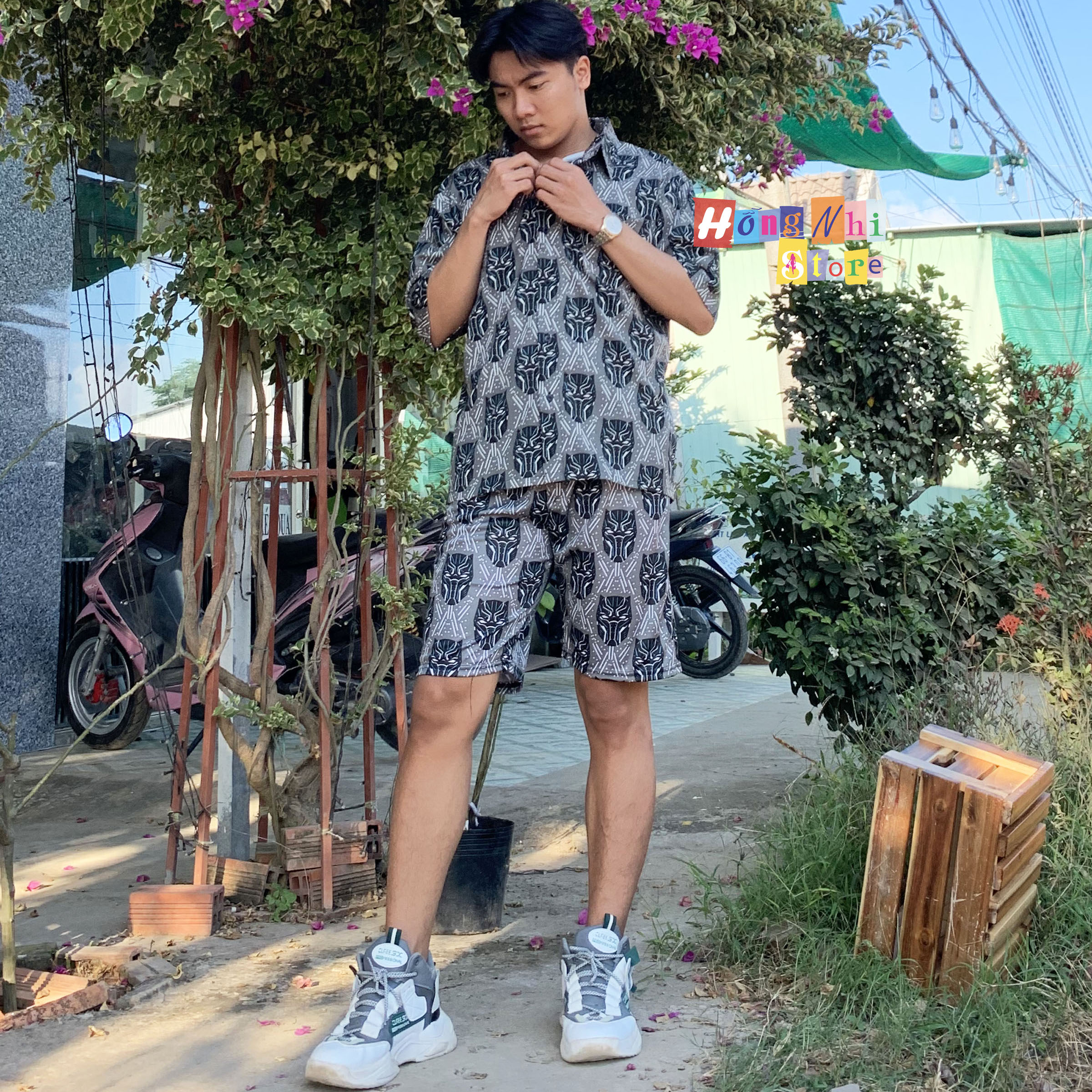 Quần Short Cartoon Unisex, Quần Đùi Hoạt Hình Loang Màu Phiên Bản Mới - MM