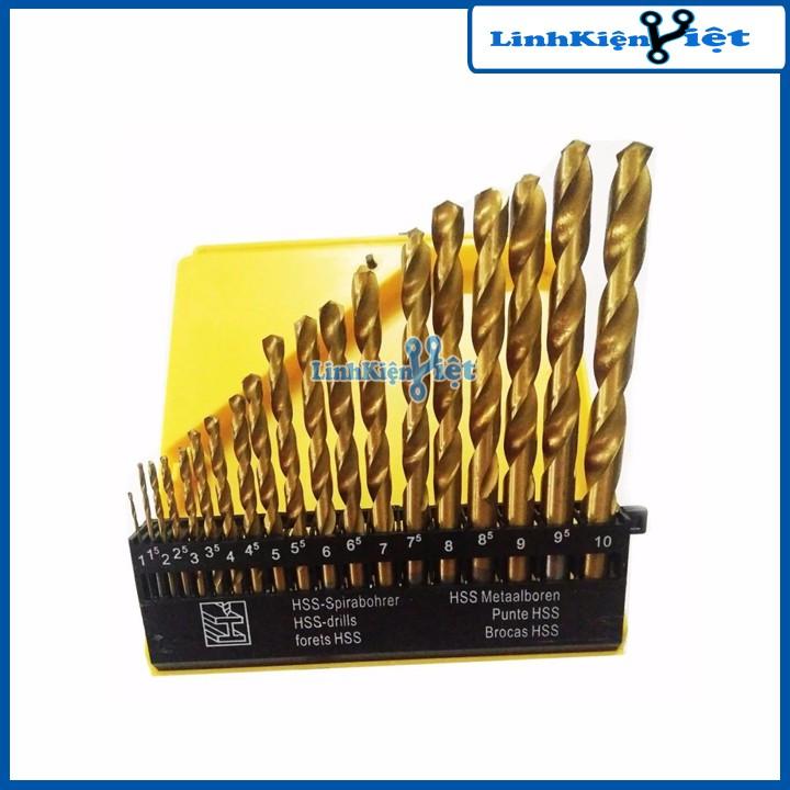 Bộ Mũi Khoan 19 Mũi Vàng Từ 1mm-10mm
