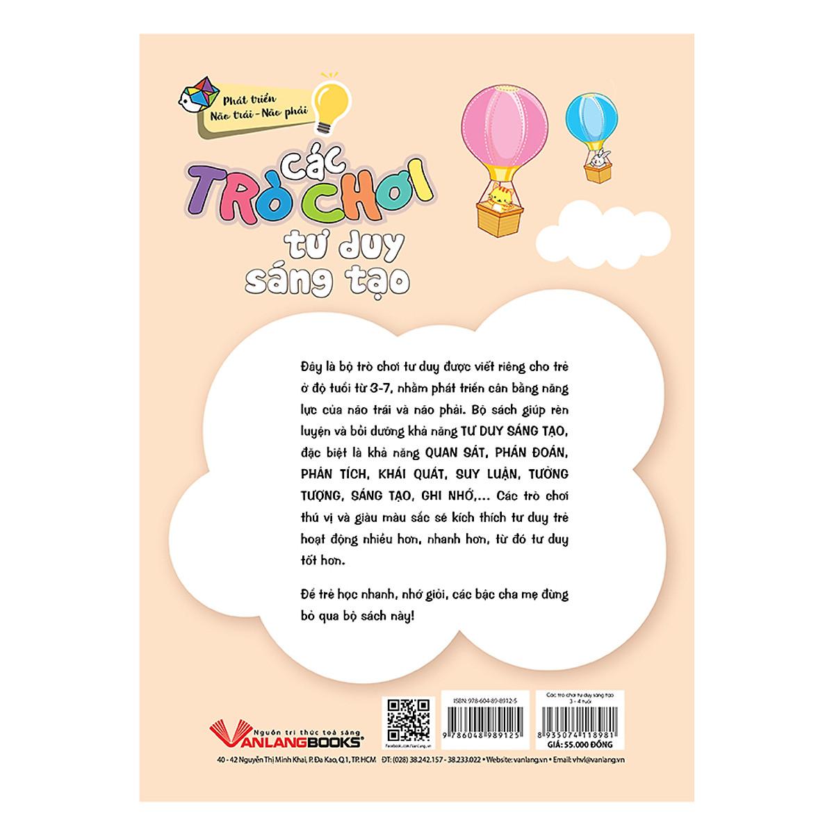Sách Các Trò Chơi Tư Duy Sáng Tạo (3 -4 Tuổi)