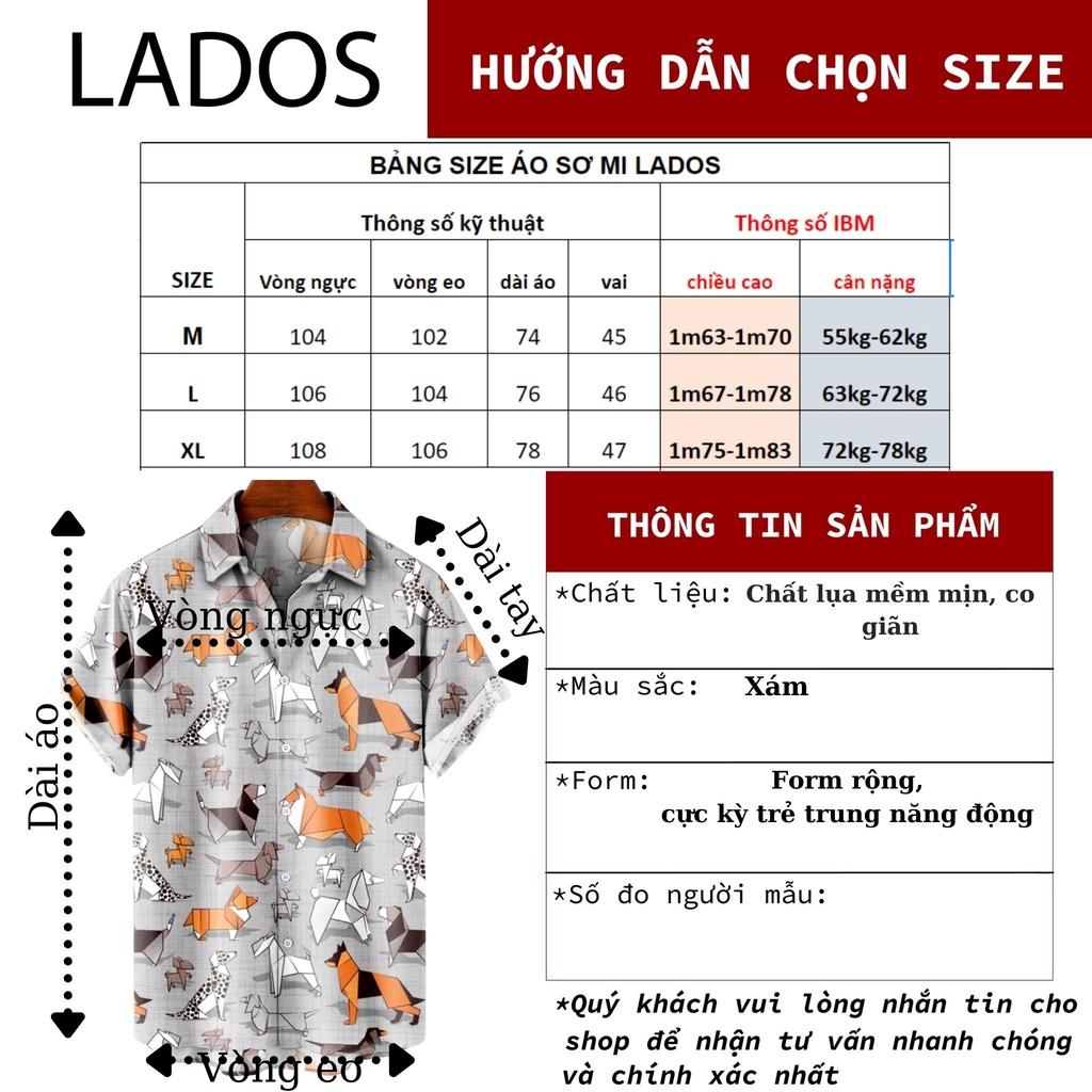 Áo sơ mi nam ngắn tay in họa tiết cao cấp LADOS-8075 vải lụa không nhăn, form đẹp, màu sắc tươi trẻ