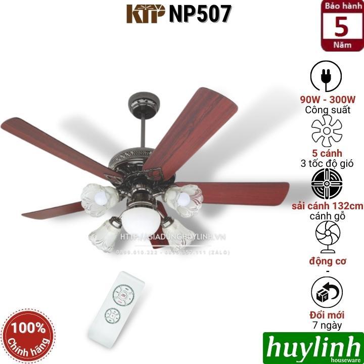 Quạt trần đèn cánh gỗ Kim Thuận Phong KTP NP507 - Hàng chính hãng