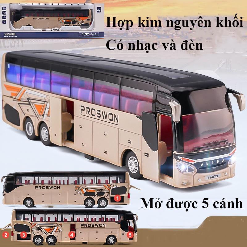 Mô hình xe bus chở khách hạng thương gia bằng hợp kim có nhạc và đèn mở được tất cả cánh cửa