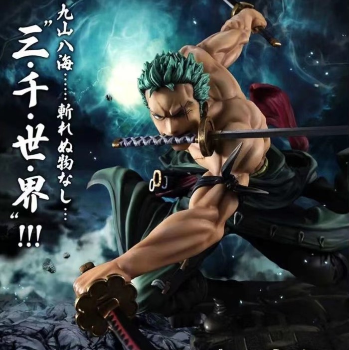 Mô hình One Piece Zoro 3000 thế giới có 2 đầu 3 vòng hắc kiếm cao 21cm nặng 800gram bản cao cấp , figure mô hình anmie