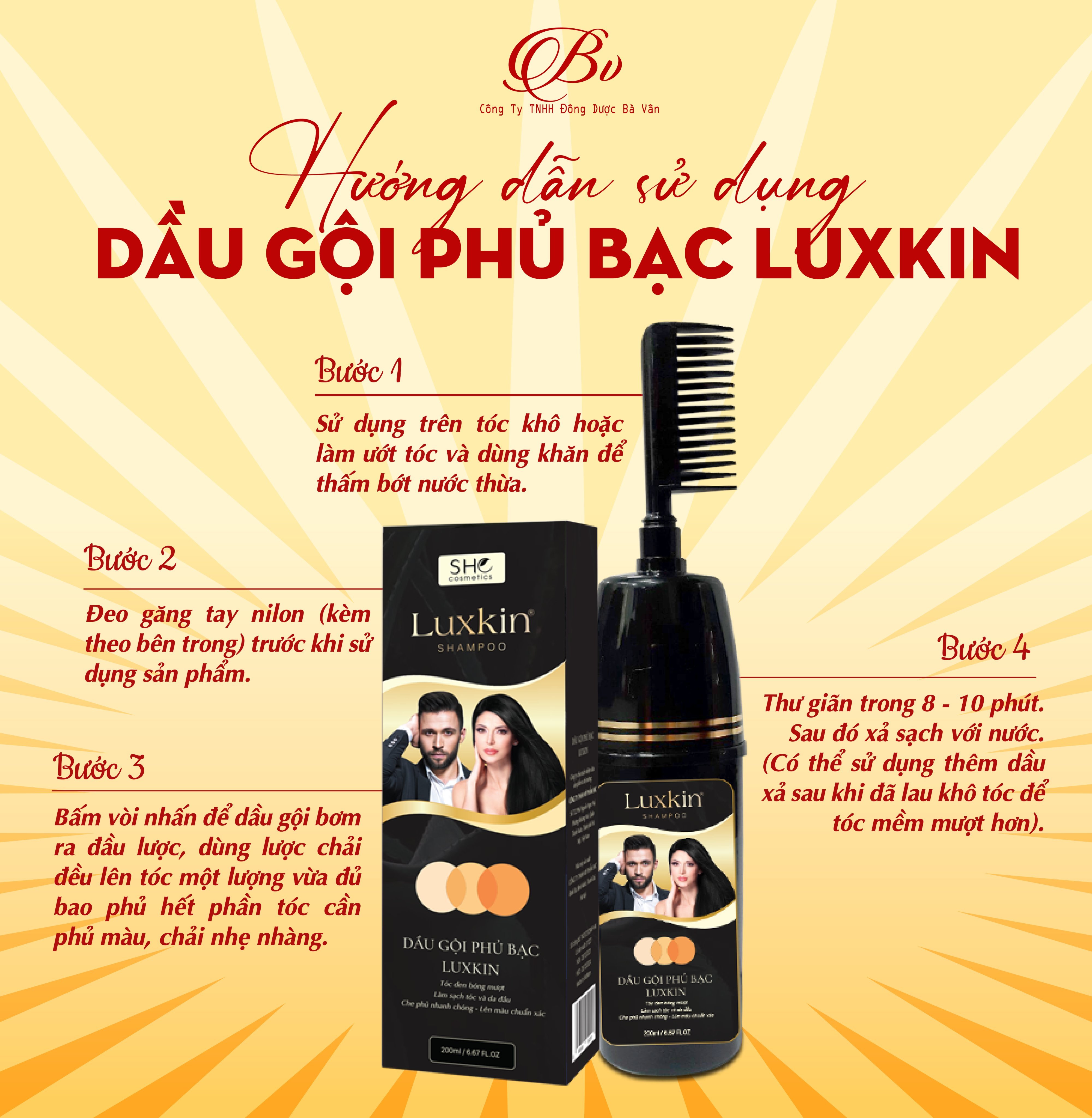 Dầu Gội Phủ Bạc Thảo Dược LUXKIN 200ml - Sản phẩm của đông dược bà Vân