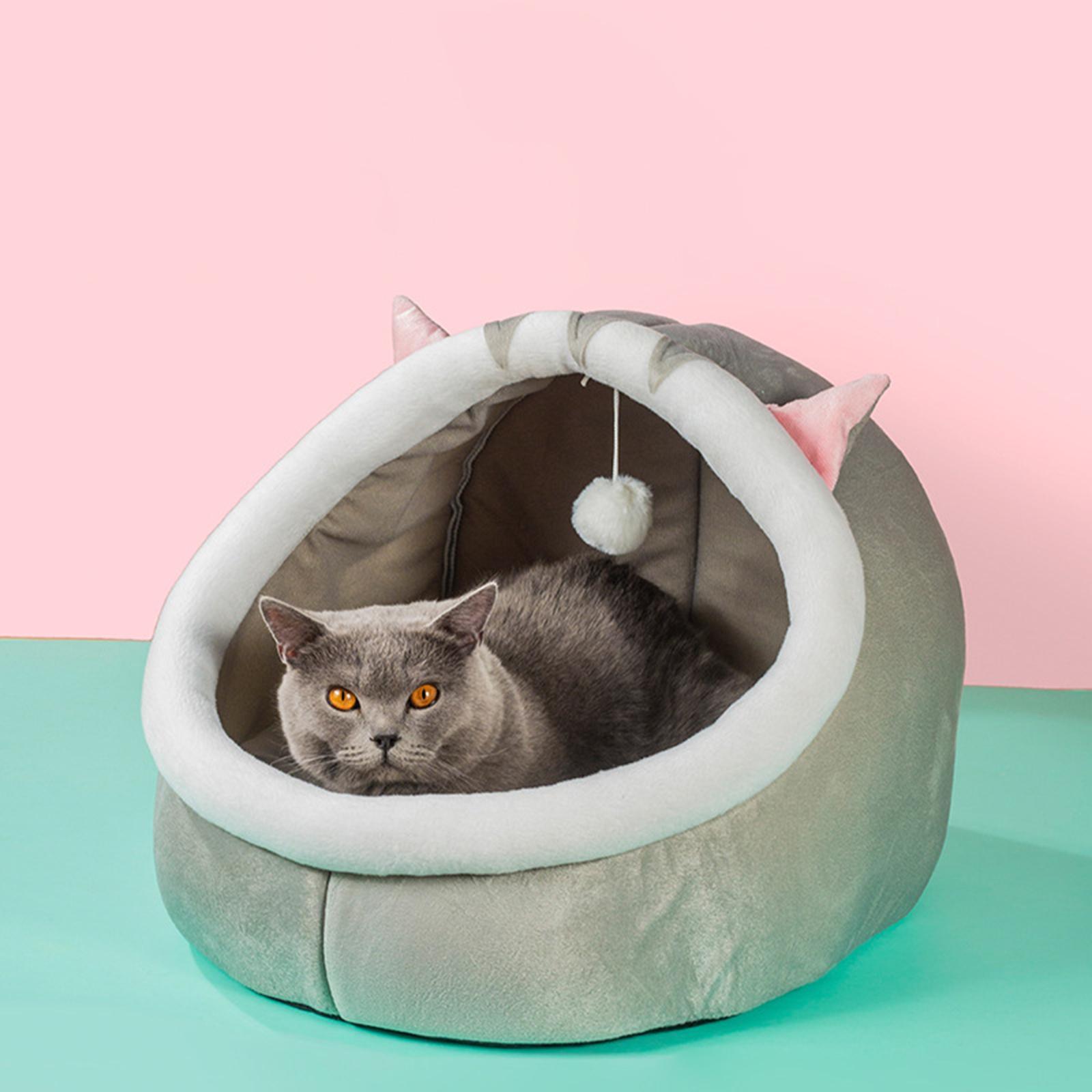 Pet Cat Bed with Ball Toy Sleeping Bed Nest Small Dog House for Indoor Outdoor Pet Accessories