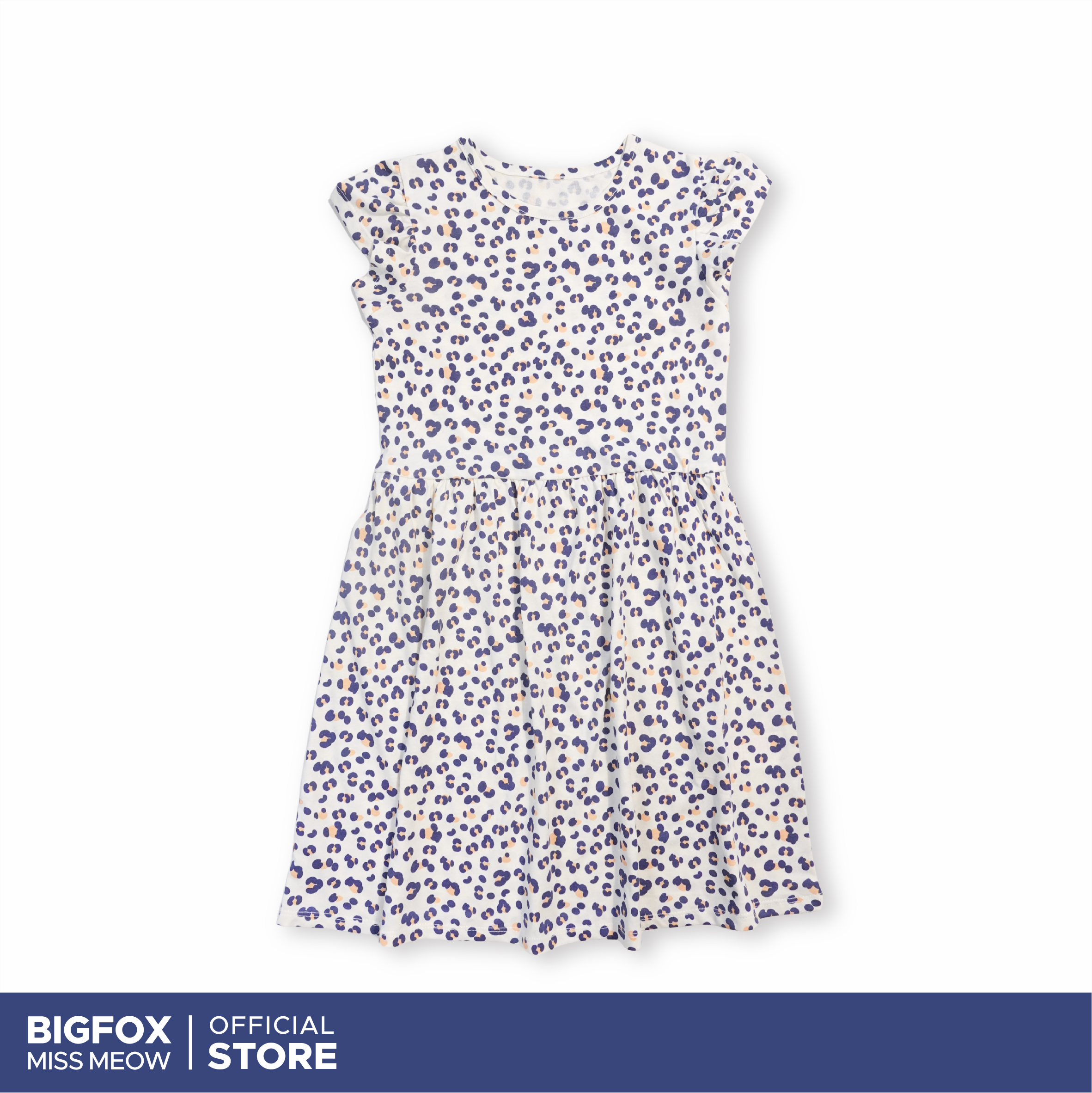 Váy hè bé gái Bigfox Miss Meow ngắn tay size đại vải thun cotton in gấu cho trẻ em 3-11 tuổi 35kg