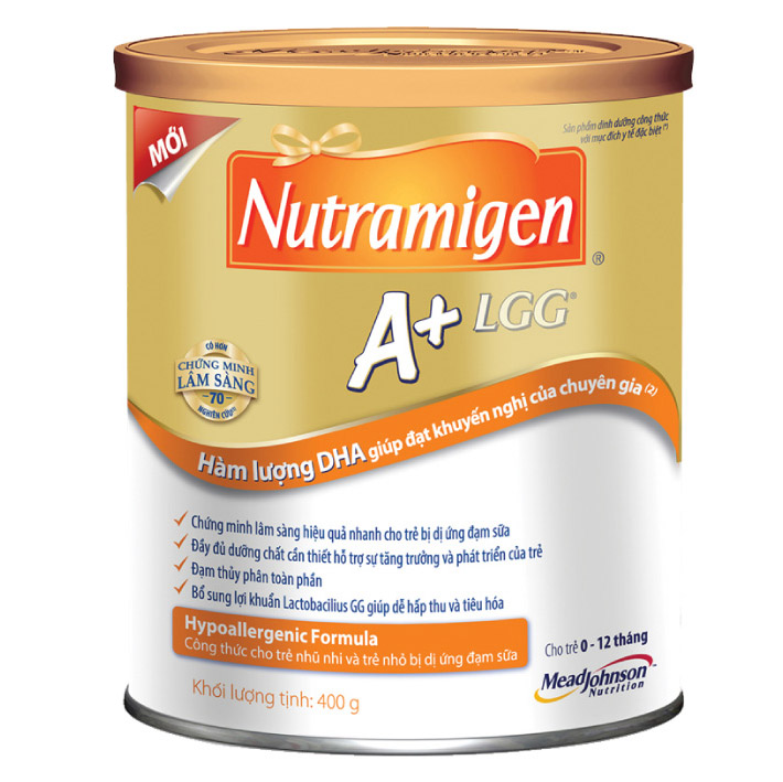 Sữa bột Nutramigen A+ LGG - Sữa cho trẻ dị ứng đạm sữa bò cho trẻ 0-12 tháng