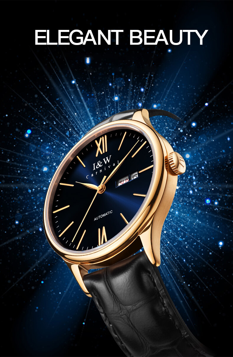 Đồng hồ nam chính hãng IW CARNIVAL IW529G-2 Kính sapphire ,chống xước ,Chống nước 30m ,Bảo hành 24 tháng,Máy cơ (Automatic),dây da cao cấp, thiết kế đơn giản dễ đeo