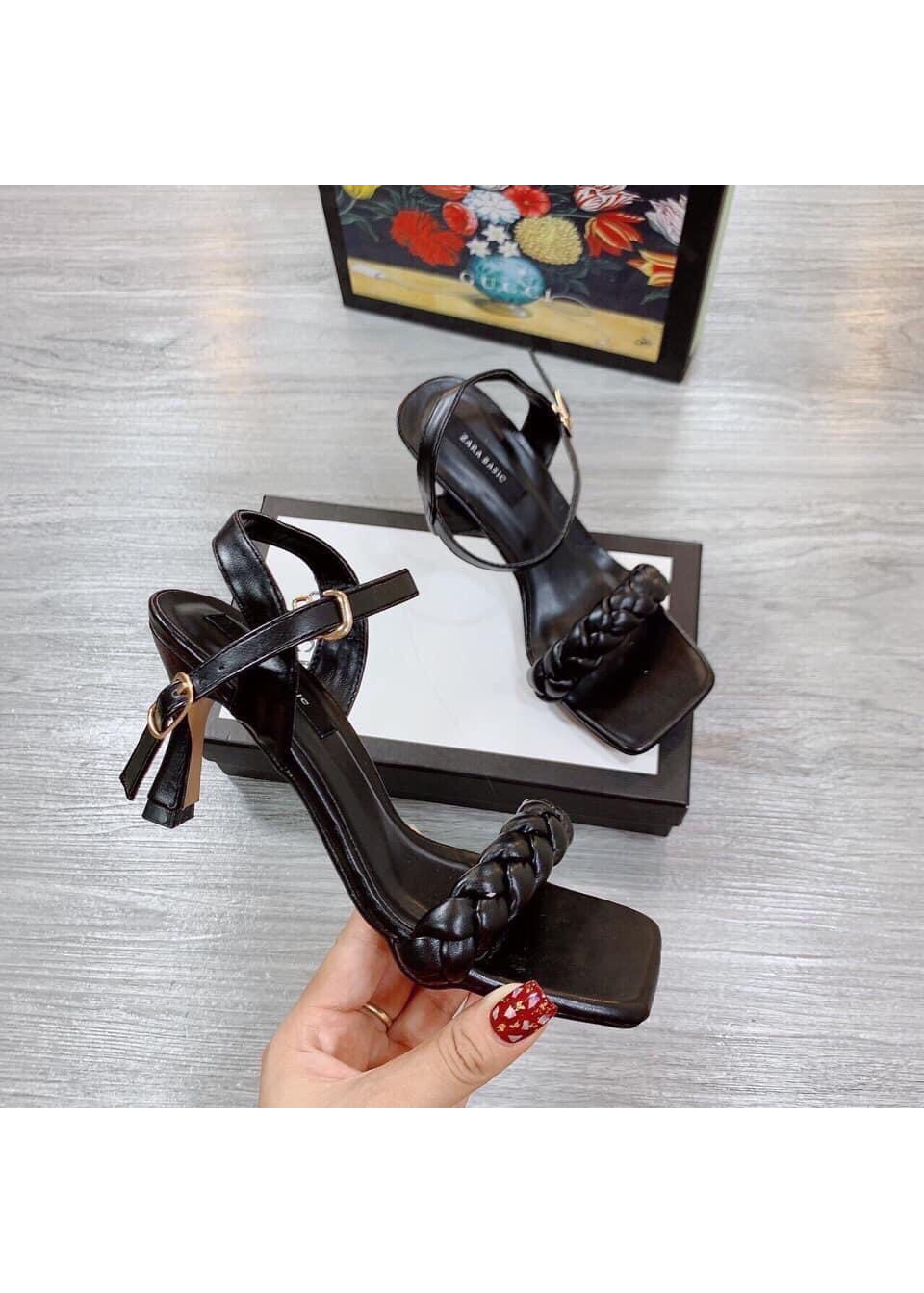 Giày Sandal Nữ Da Mền Hở Mũi Đế Nhọn 7 Phân Bản Ngang Quai Đan Chéo  Cao Cấp Phong Cách Sang Trọng