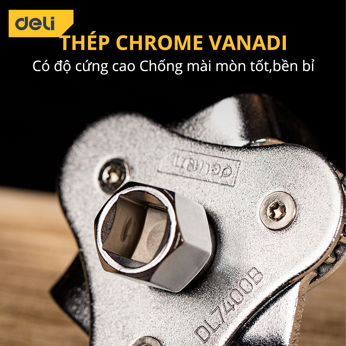 Cảo Vặn Lọc Dầu Nhớt Deli - Chất Liệu Thép CR-V Chống Mòn, Gỉ - Thiết Kế 3 Chân Sử Dụng An Toàn, Tiện Ích DL7400B