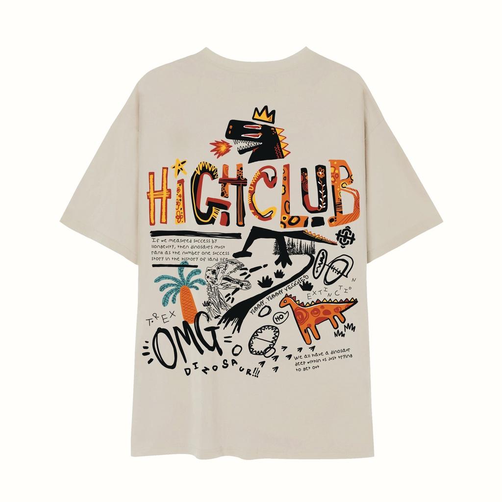 Áo Thun DINOSAUR Tay Lỡ Unisex Nam/Nữ Đen/Beige Cổ Tròn - HIGHCLUB