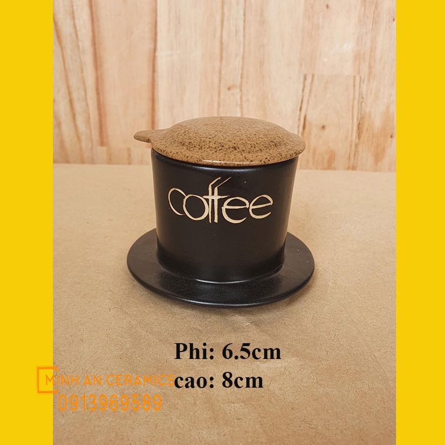 Cốc cafe kèm phin pha cafe,chân bếp cồn nến gốm sứ Minh An Bát tràng