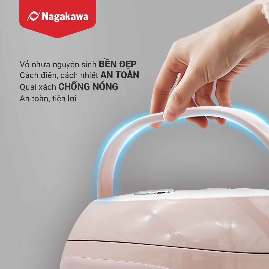 Nồi Cơm Điện Mini Nagakawa NAG0134 (400W-1 Lít) - Hàng Chính Hãng