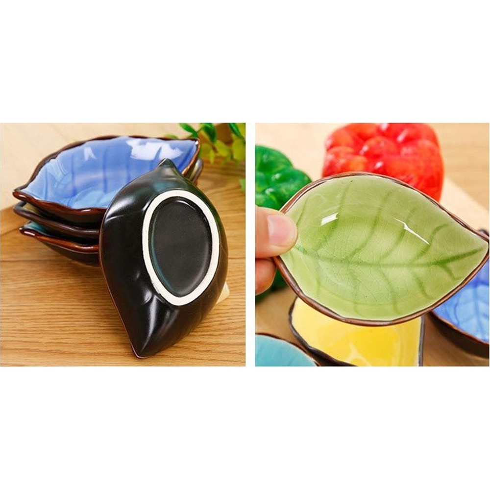 Đĩa Đựng Gia Vị Gốm Sứ Hình Chiếc Lá Men Hỏa Biến Cao Cấp.