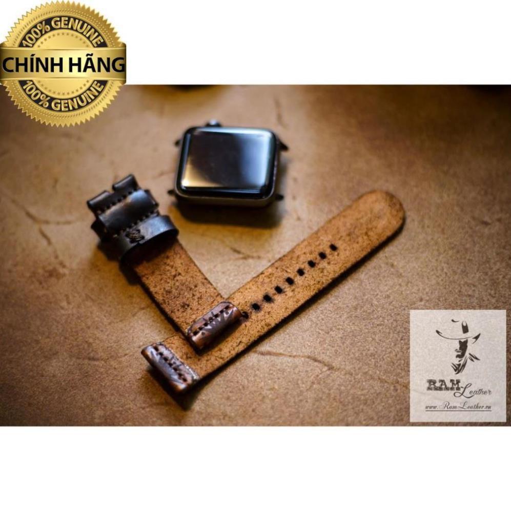 DÂY DÀNH CHO APPLE WATCH TRỐNG ĐỒNG DA BÒ Ý VEGTAN XANH NAVY - RAM SIMPLE TRỐNG ĐỒNG - ĐỦ SIZE .