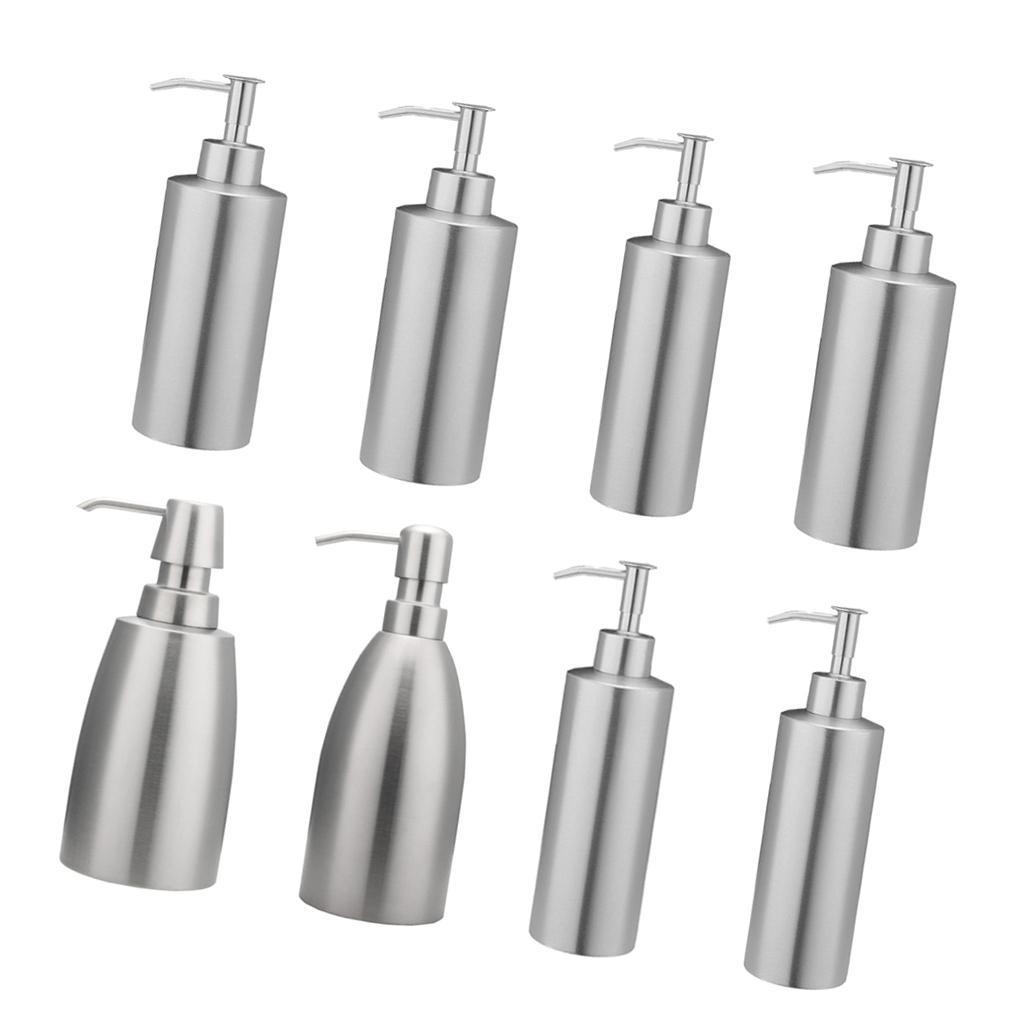Silver Countertop Soap Dispensers Lotion Bottle with Rust Proof Stainless Steel Pump, Lotion/Soap Dispenser for Kitchen or Bathroom