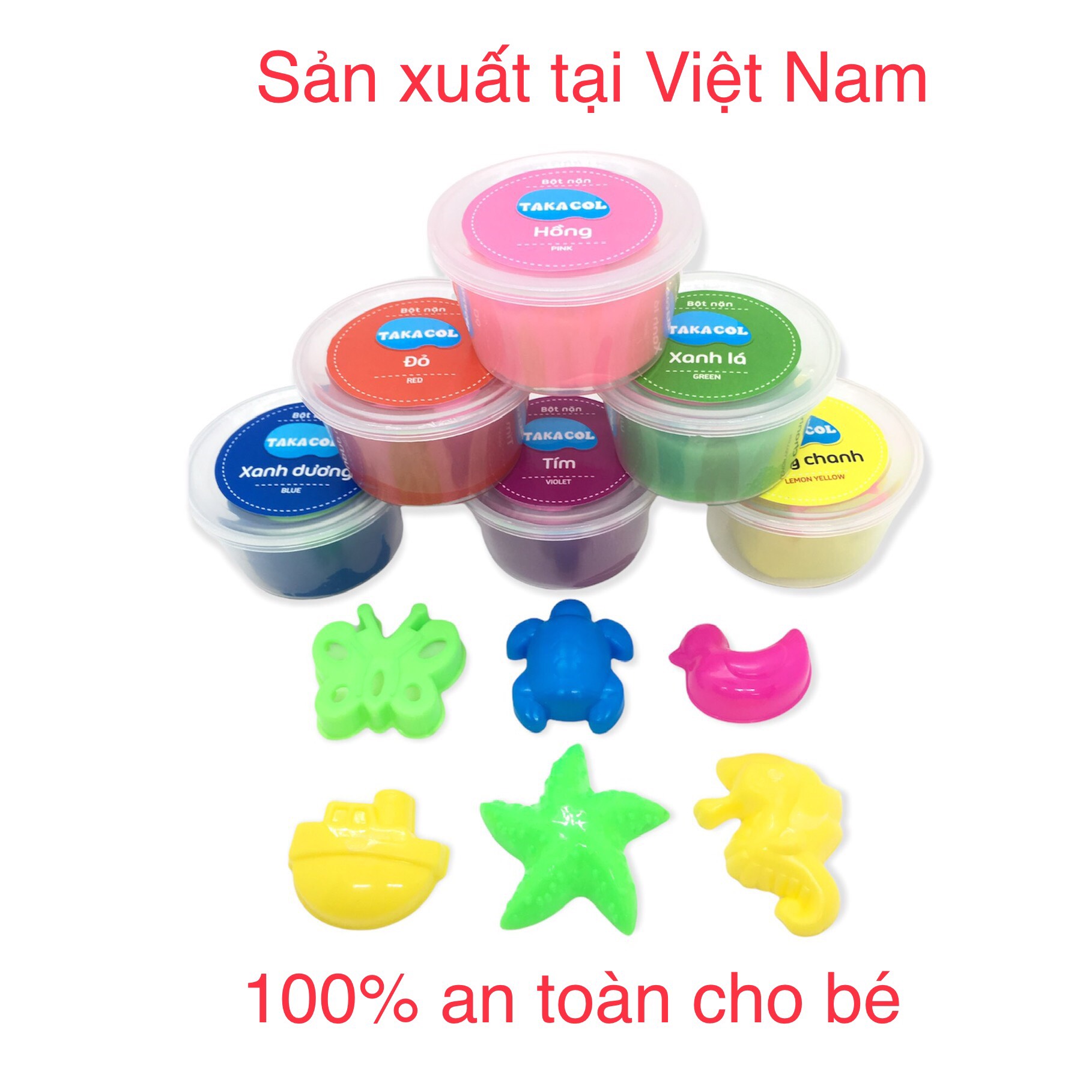 Hũ bột nặn 82g kèm khuôn, đất nặn bột mì TAKACOL kèm khuôn (Đất nặn làm từ bột mì)