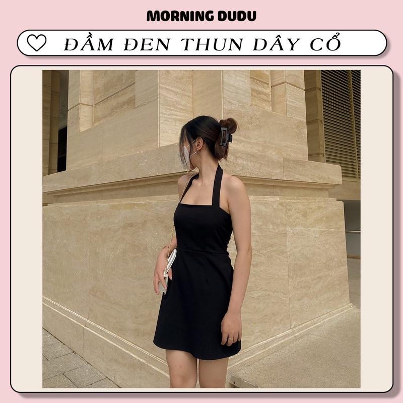 ĐẦM ĐEN THUN DÂY CỔ- LUCY DRESS.