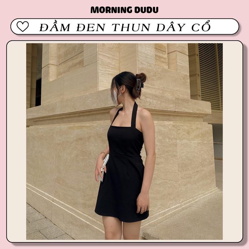 (HÌNH THẬT) ĐẦM ĐEN THUN DÂY CỔ- LUCY DRESS.