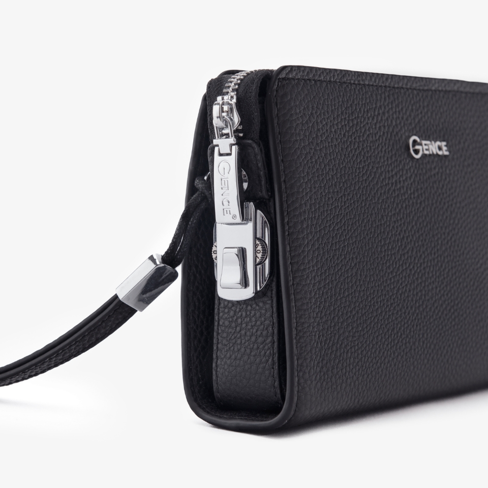 Ví Cầm Tay Công Sở Clutch Nam GENCE RB03 Chất Liệu Da Bò Cao Cấp Màu Đen