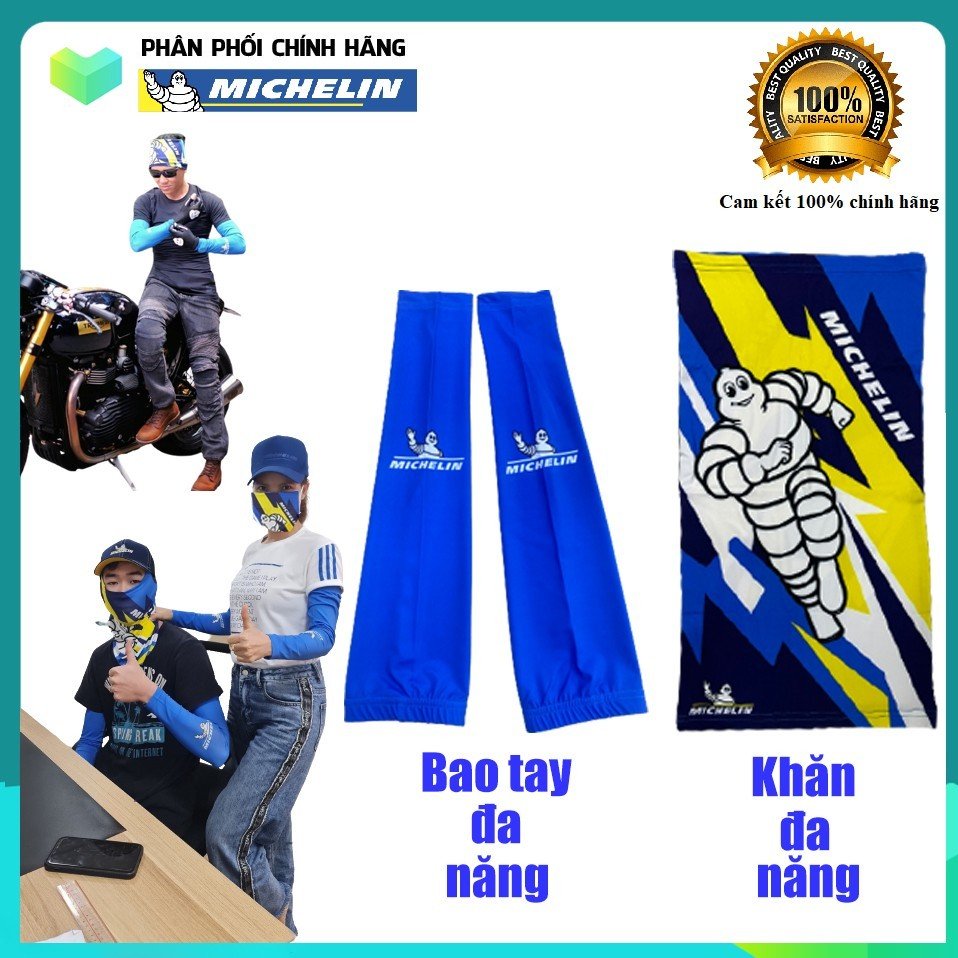 Combo khăn trùm mặt và găng tay chống nắng đa năng của Michelin