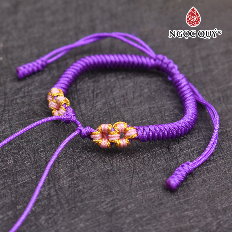 Vòng tay thắt dây vải họa tiết hoa - Ngọc Quý Gemstones