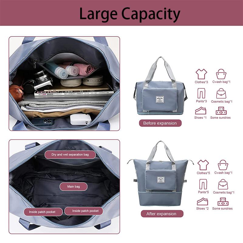 Dung Tích Lớn Có Thể Gấp Gọn Du Lịch Gấp Gọn Du Lịch Siêu Nhẹ Chống Nước Hành Lý Duffel Túi Tote Tập Yoga Thể Thao Đeo Chéo Nữ