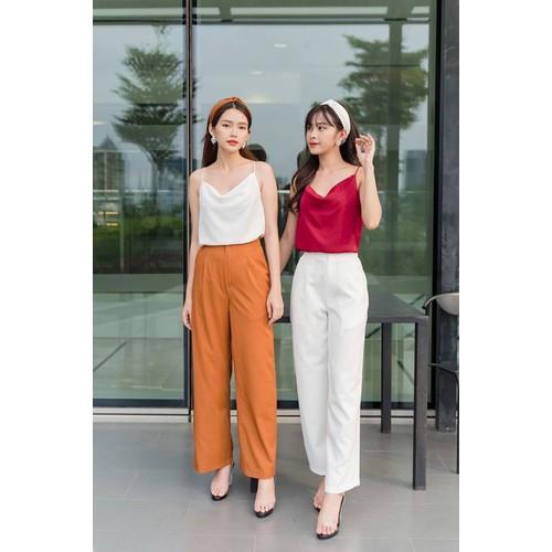 Áo Hai Dây Lụa Cổ Đổ Cao Cấp_