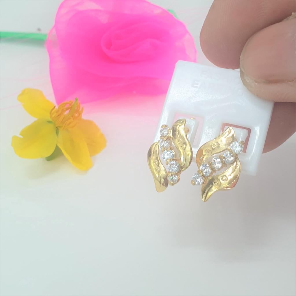 Bông Tai Kiểu Hình Thoi Xoàn Cao Cấp-Dùng lâu dài tắm rửa thoải mái không phai