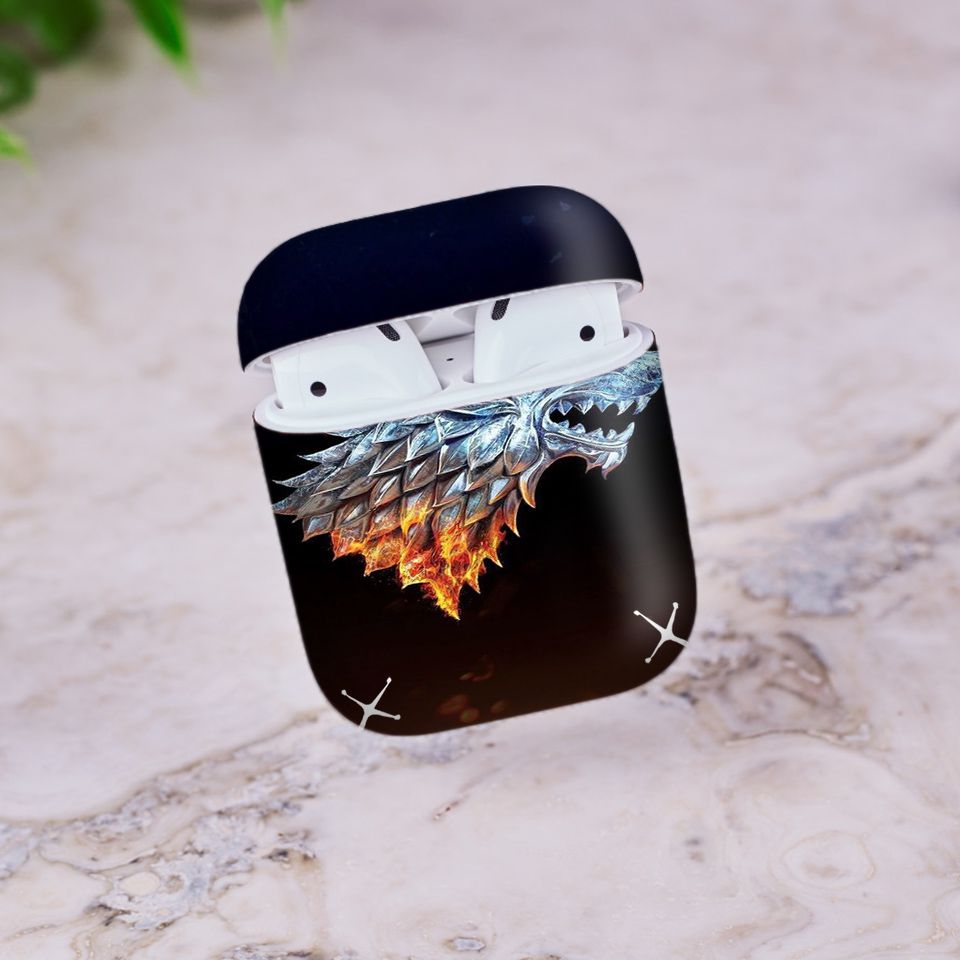 Miếng dán skin chống bẩn cho tai nghe AirPods in hình Game Of Throne - 008 (bản không dây 1 và 2)