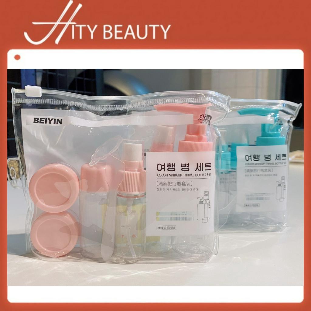 Set 9 và 7 món chiếc mỹ phẩm mini đi du lịch có túi zip đa năng tiện lợi - Hity Beauty