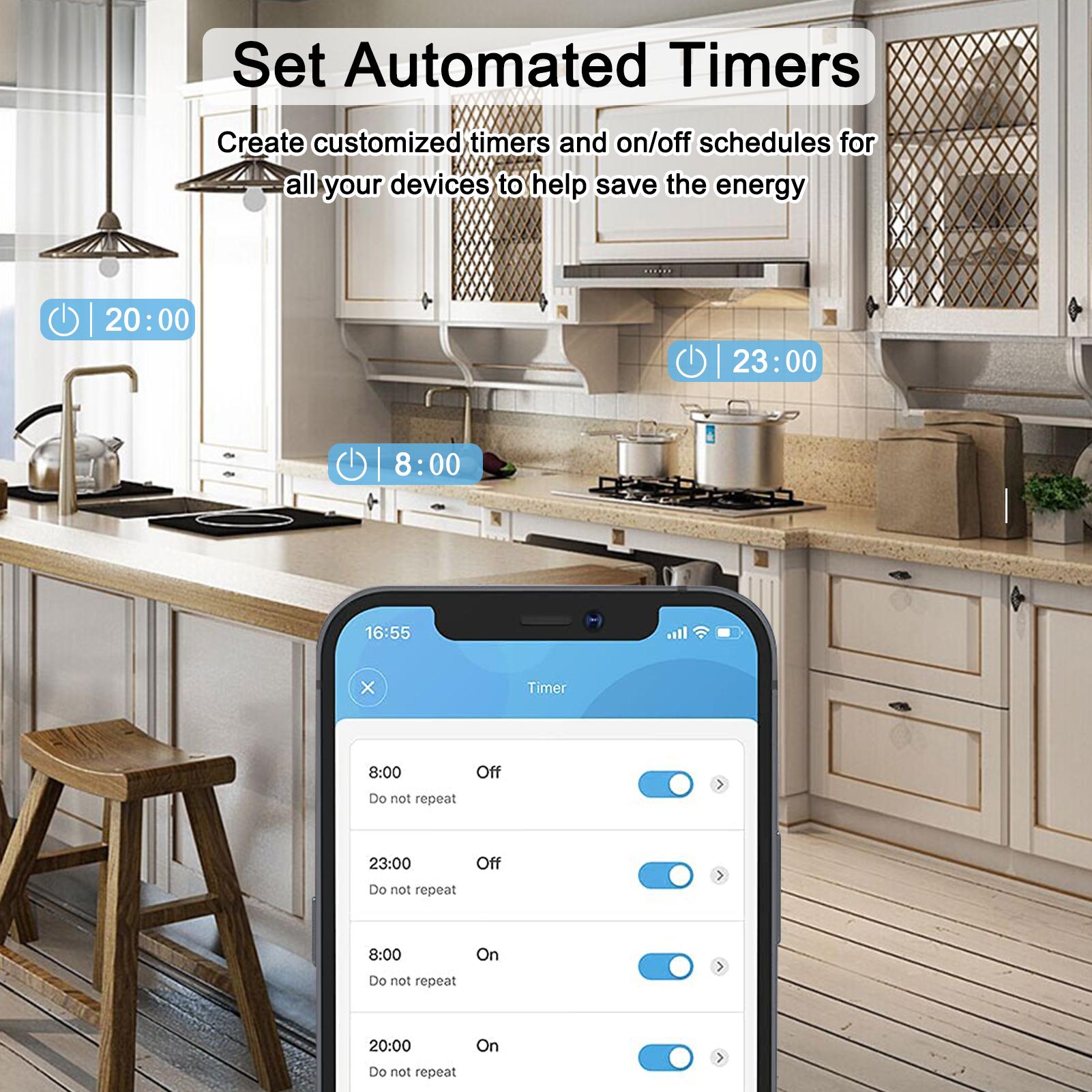 2 in 1 Smart Plug Socket Wireless Dual Power Socket with APP and Voice Control Timing Switch Overload Protection
