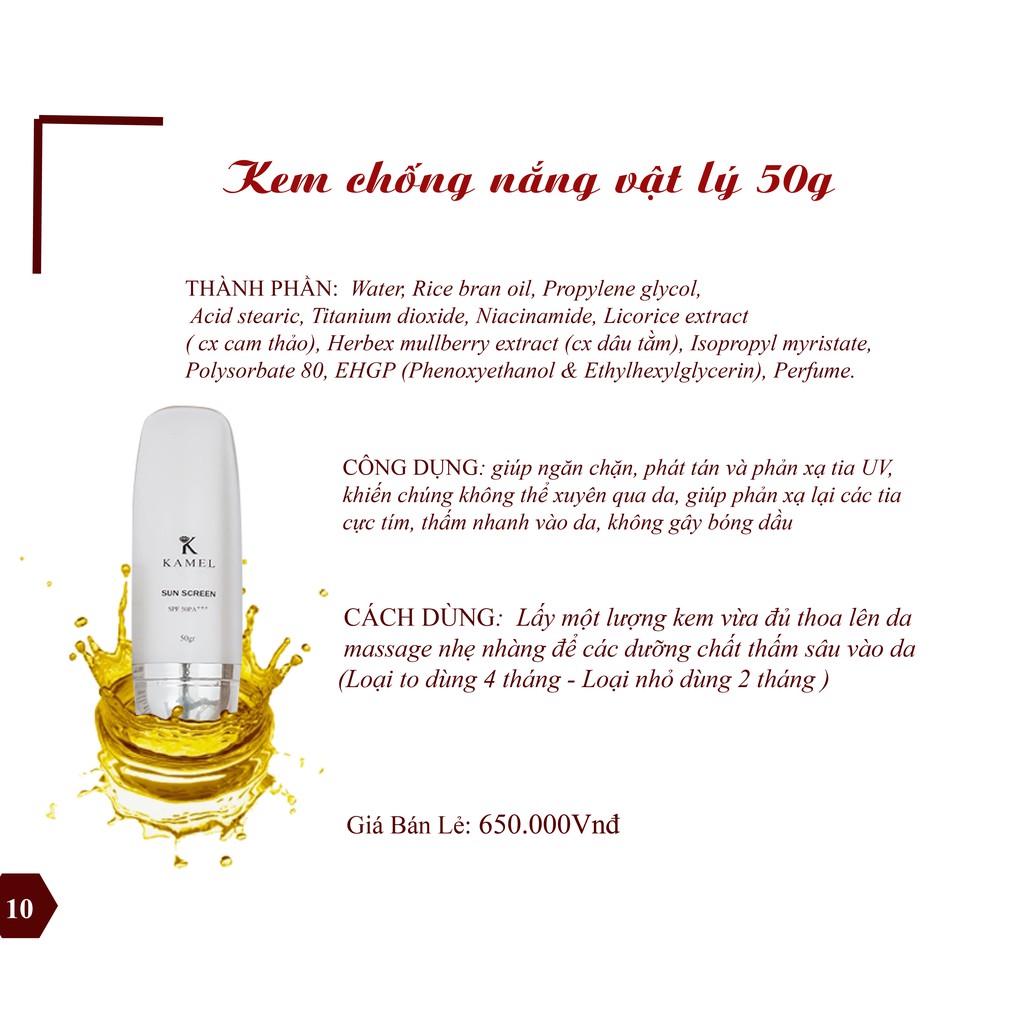 Kem chống nắng vật lý Kamel - 50g