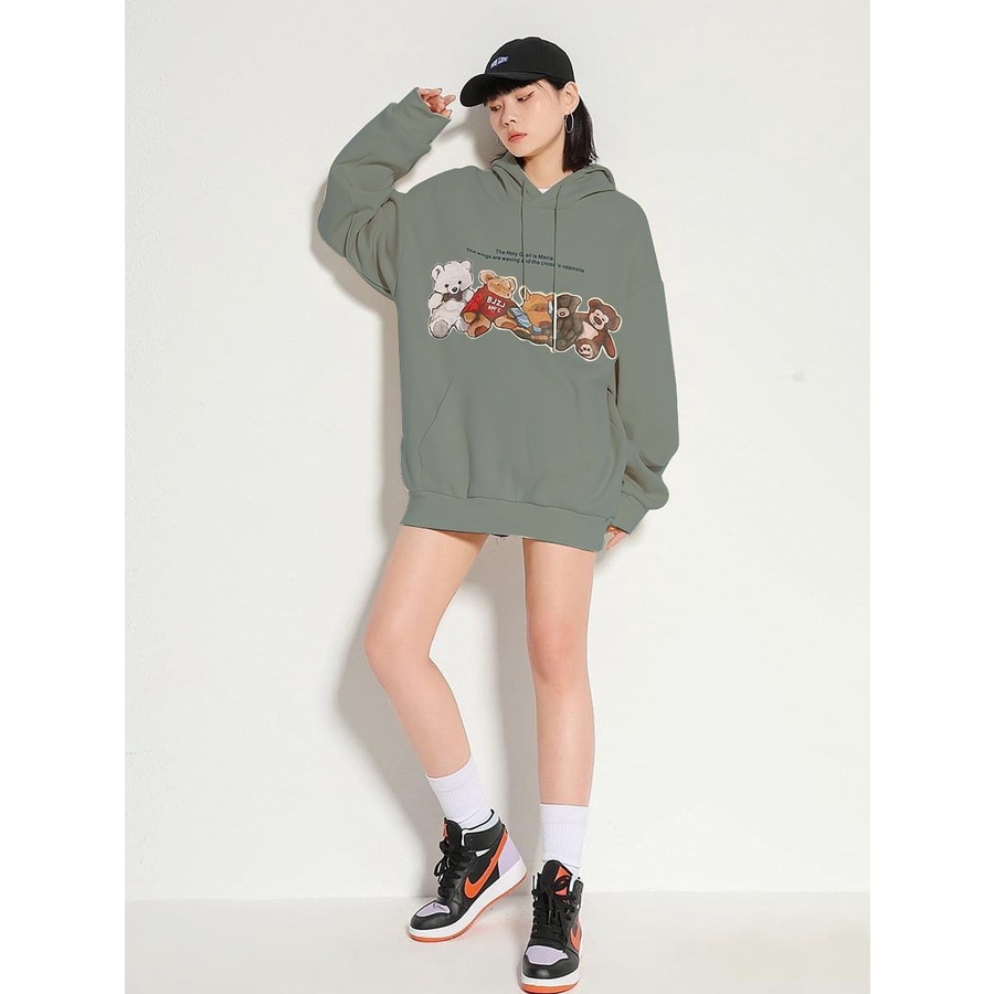 Áo hoodie nỉ bông cotton mịn 100% không xù, dày dặn cao cấp form rộng unisex