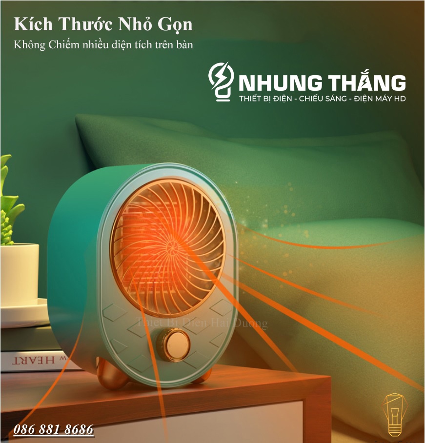 Máy Sưởi Để Bàn MS-66991, Quạt Sưởi Mini - Công Nghệ Sưởi Gốm PTC - Làm Nóng Nhanh -Tích Hợp Tản Gió -Tiết Kiệm Điện - Có Video