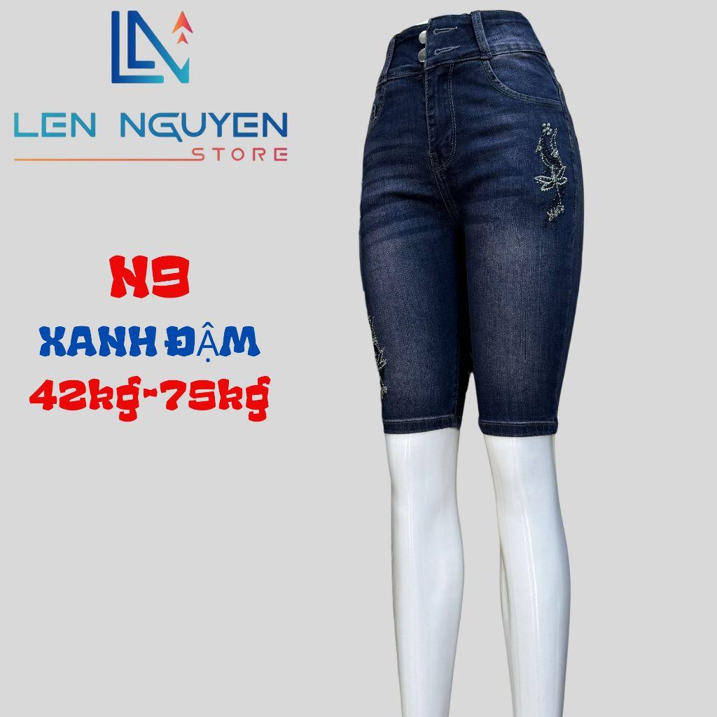 N9_Quần jean nữ, 5 tất, lưng cao, quần bò nữ dáng ôm, quần rin nữ có big size, cho 42kg đến 75kg,LEN NGUYEN STORE - Xanh